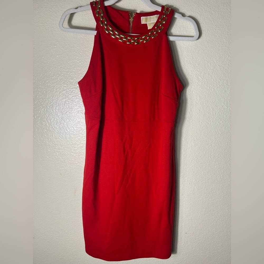 Michael Kors Red Mini Dress with Chain Detail size 6P